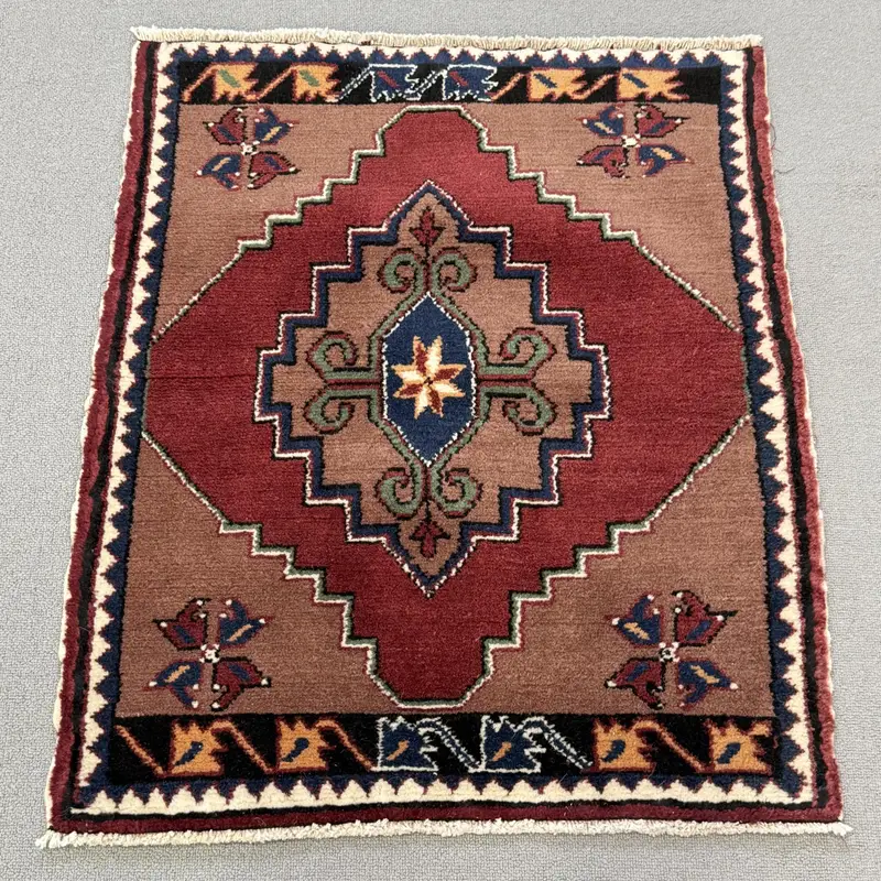 Turkish Rug, 2.3x2.7 ft Small Vintage Rug, Oushak Red Brown Rug - 1