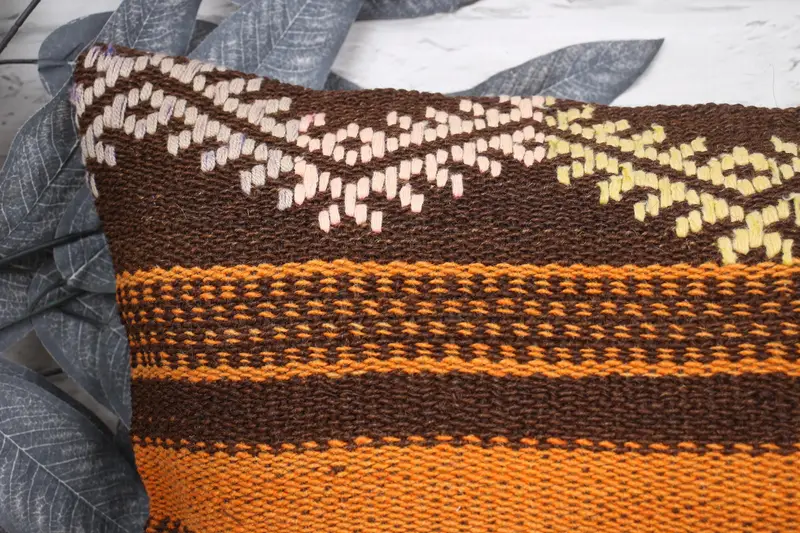 Cushion, Antique Pillows, 12x24 Orange Pillow Sham, Turkish Kilim Pillow, Colorful Cushion Cover, Handmade Throw Cushion Case, Pillow for Couch - 2