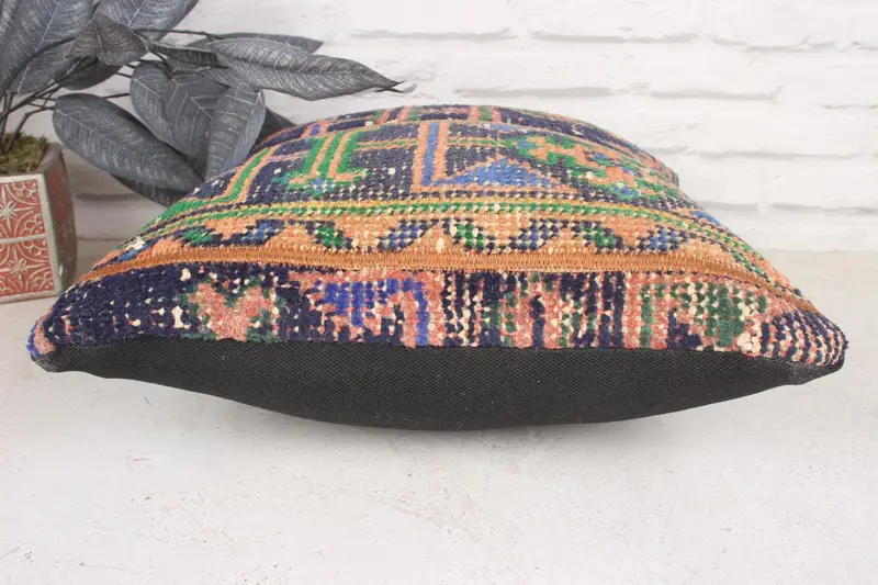 Cushion Case, 16x16 Orange Pillow Cover, Kilim Pillow, Ethnical Kilim Rug Pillow, Interior Designer Pillow, Rustic Cushion Cover - 5