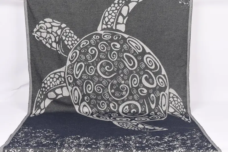 Personalized Beach Towel Navy Blue Organic Cotton, 70x40 Inches