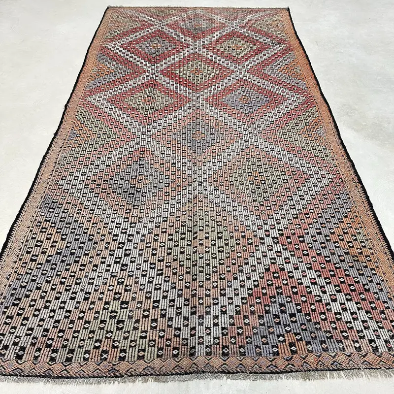 Canlı Turuncu Halı, 6,3x11,5 ft Soyut Tasarım