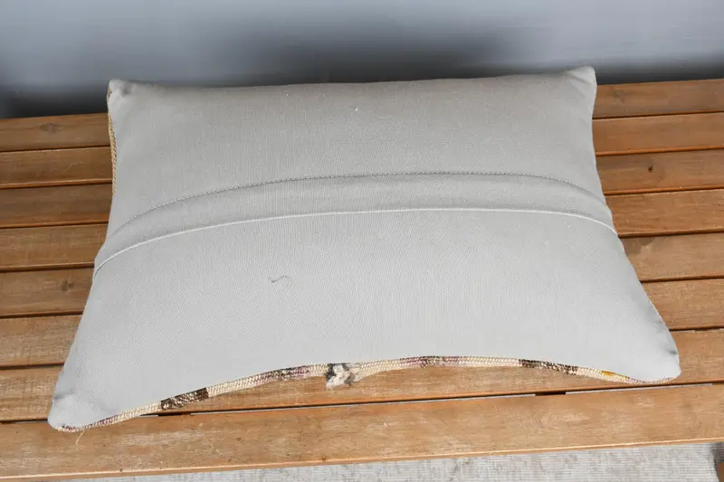 Boho Chic Pillow Sham, Cushion, Turkish Kilim Pillow, Gift Pillow, Wool Kilim Pillow Pillow Cover, 16x24 Beige Pillow, Boho Pillow - 5