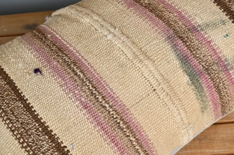 Boho Chic Pillow Sham, Cushion, Turkish Kilim Pillow, Gift Pillow, Wool Kilim Pillow Pillow Cover, 16x24 Beige Pillow, Boho Pillow - 3