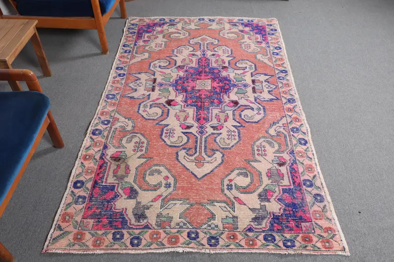 Kırmızı ve Mor Halı, 4,2x7,3 ft Sağlam Konfor