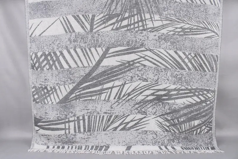 Personalized Turkish Beach Towel Dark Gray Floral Patterned, 38x77 Inches