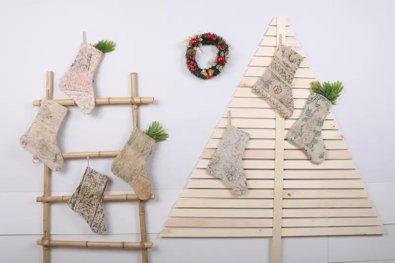 Noel Süsleri Deseni, 22 İnç Geniş Tatil Çorabı