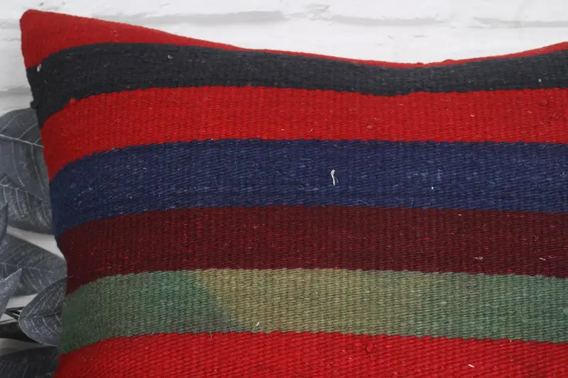Cojín de meditación, cubierta de almohada de punto, cubierta de almohada, chalingo de cojín de kilim, caja de cojín rojo de 20x20, cubierta de almohada de kilim, cojín de kilim hecho a mano - 2