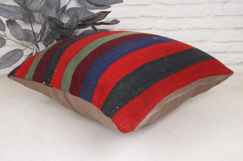 Cojín de meditación, cubierta de almohada de punto, cubierta de almohada, chalingo de cojín de kilim, caja de cojín rojo de 20x20, cubierta de almohada de kilim, cojín de kilim hecho a mano - 6