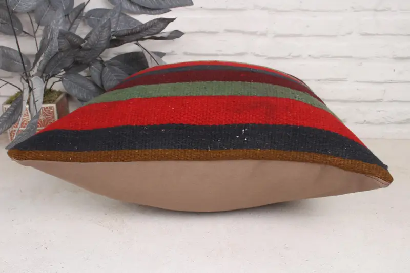 Cojín de meditación, cubierta de almohada de punto, cubierta de almohada, chalingo de cojín de kilim, caja de cojín rojo de 20x20, cubierta de almohada de kilim, cojín de kilim hecho a mano - 5