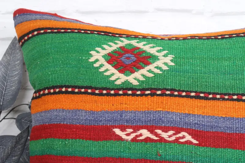 24x24 Green Cushion Cover, Ethnic Pillow Cover Pillow Cover, Pillow for Sofa, Kilim Pillow, Vintage Kilim Throw Pillow, Pillow Case - 2