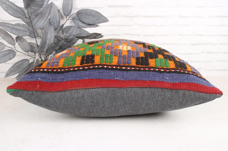 24x24 Green Cushion Cover, Ethnic Pillow Cover Pillow Cover, Pillow for Sofa, Kilim Pillow, Vintage Kilim Throw Pillow, Pillow Case - 5