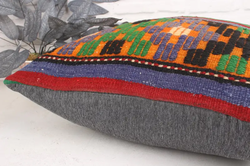 24x24 Green Cushion Cover, Ethnic Pillow Cover Pillow Cover, Pillow for Sofa, Kilim Pillow, Vintage Kilim Throw Pillow, Pillow Case - 7