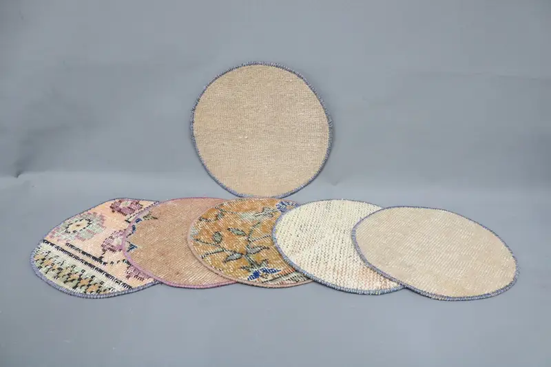 Steampunk Bohemian Circle Placemat, Blue & Pink Cotton Wool Bohemian Design