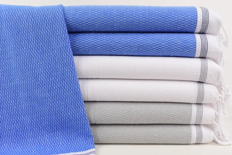 Personalized Turkish Hand Towel, Gray-White Chevron, Organic Cotton, 36x18 Inches