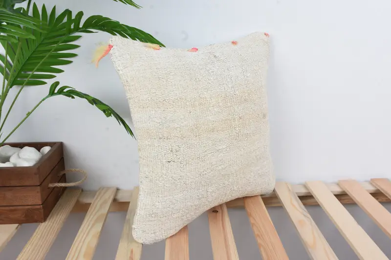 16x16 White Cushion Case, Pillow, Ikat Pillow Cover, Pillow for Couch, Handmade Kilim Cushion, Decorative Bolster Pillow Case, Gift Pillow - 4