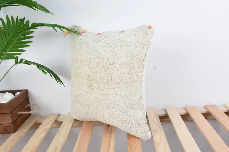 16x16 White Cushion Case, Pillow, Ikat Pillow Cover, Pillow for Couch, Handmade Kilim Cushion, Decorative Bolster Pillow Case, Gift Pillow - 5