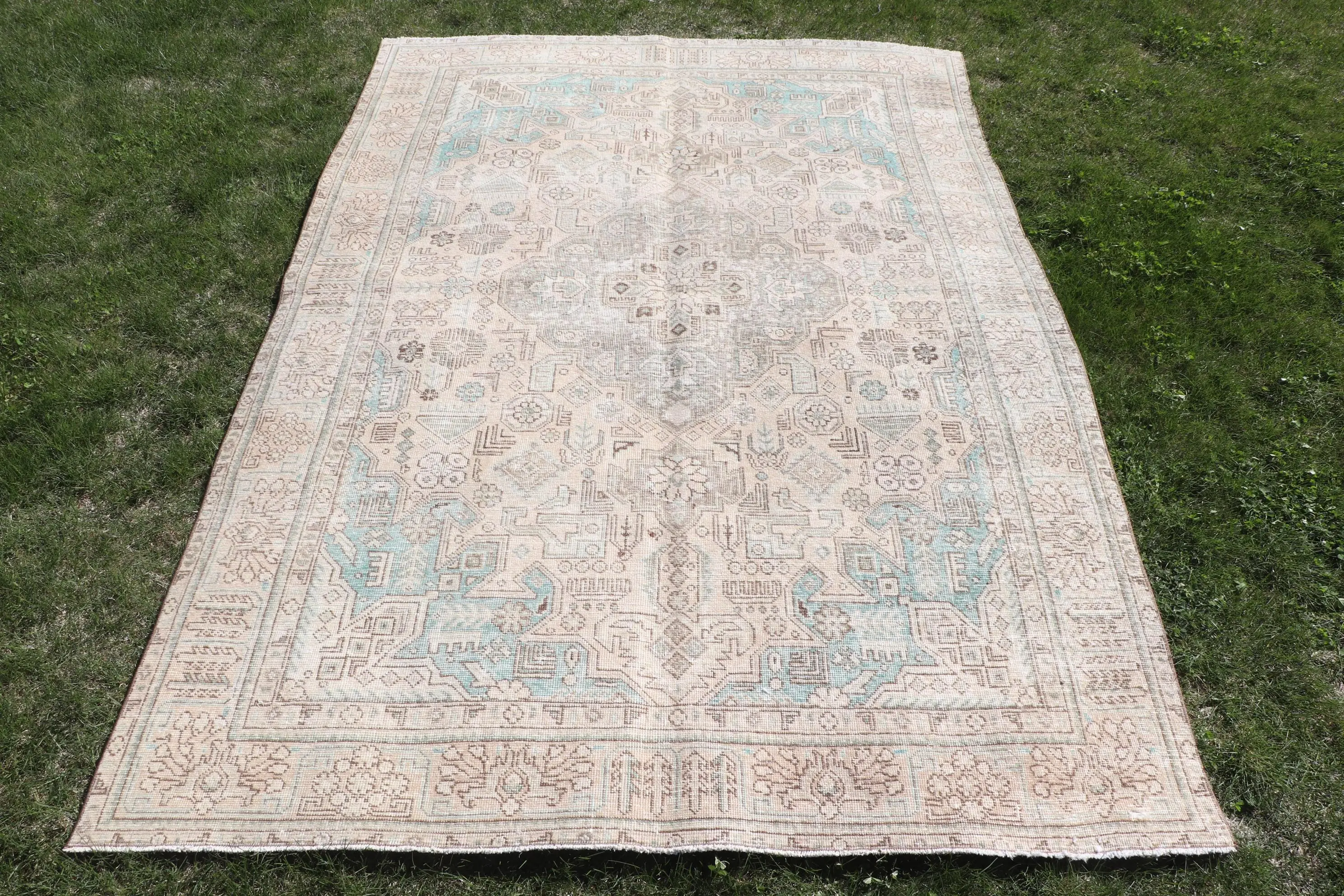 Vintage Büyük Halı 6,3x9,5 ft (192x289 cm), Türk Mavisi Halı - 1