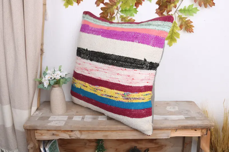 Pillow for Couch, Vintage Pillow, Home Decor Pillow, 20x20 White Pillow Sham, Pillow Sham, Pastel Pillow Cover, Kilim Pillow - 4
