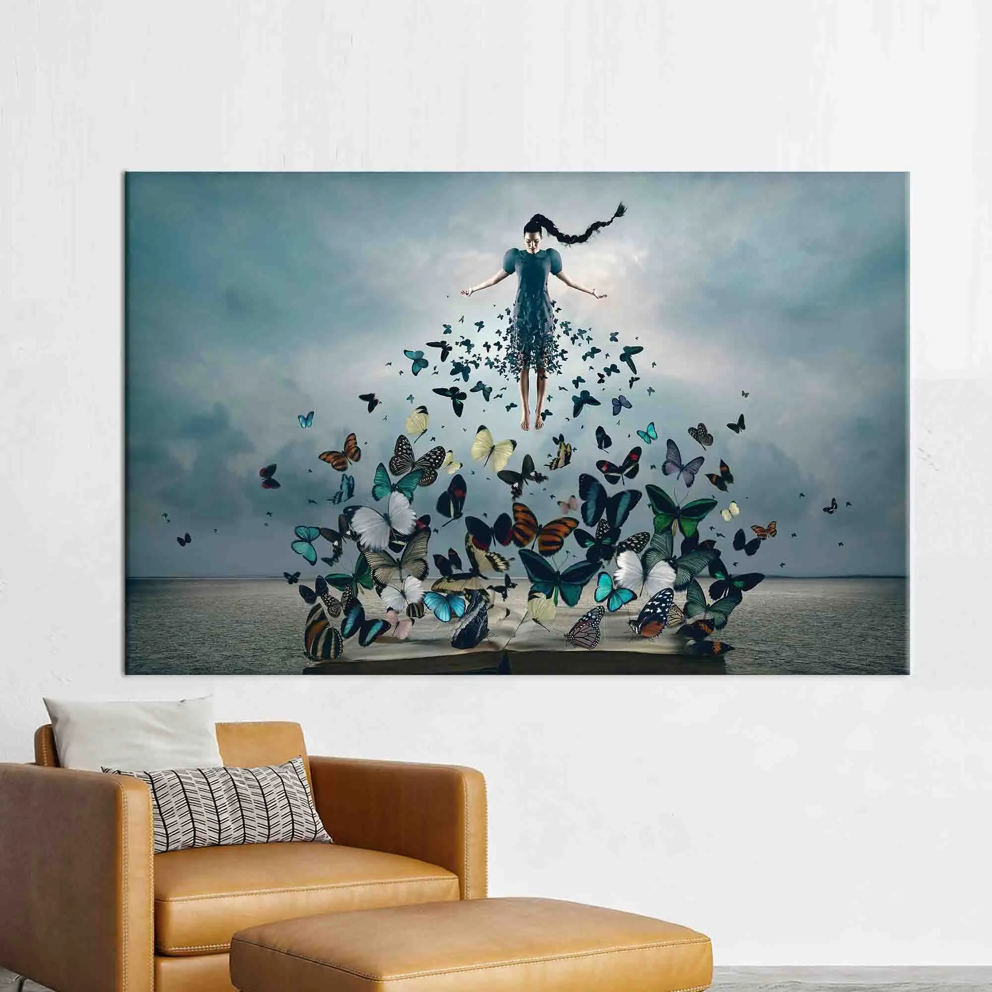 Elegant Butterfly Woman Canvas: Unique Butterfly Lover Gift - 1