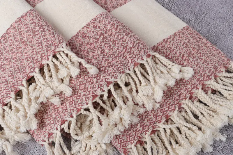Sand-resistant towel, Personalized Gifts, Luxury towel, Turkish fouta towel for outdoor use, Valentines Day Gift, 68x36 Cotton Diamond Towel - 5