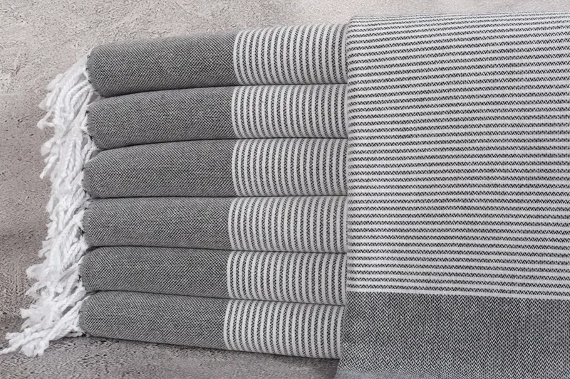 Personalized Turkish Towel Organic Bath Beige Stripes, 36x71 Inches