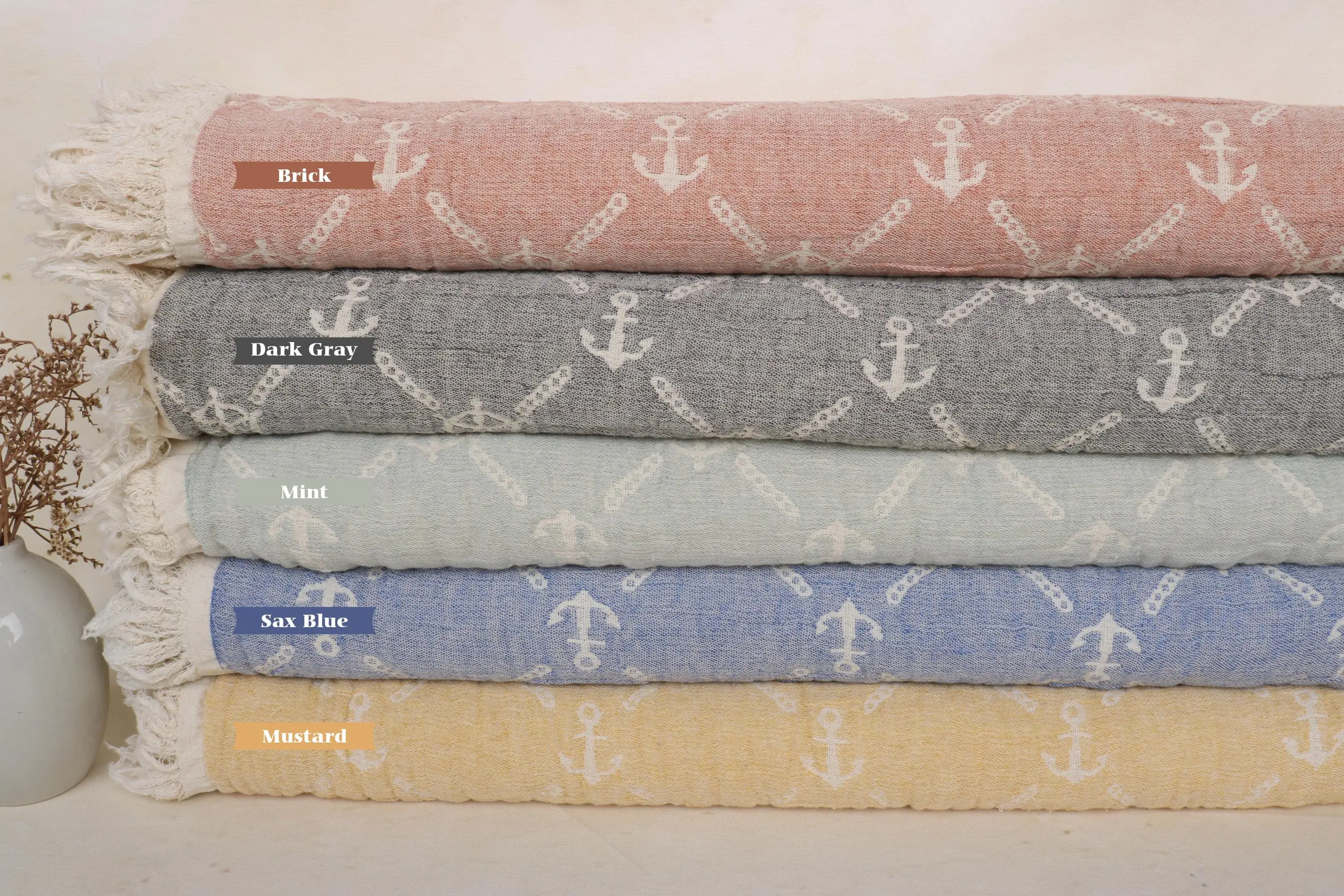 Personalized Wedding Gift Boho Throw Blanket Marine Design 67x87 Inches - 1