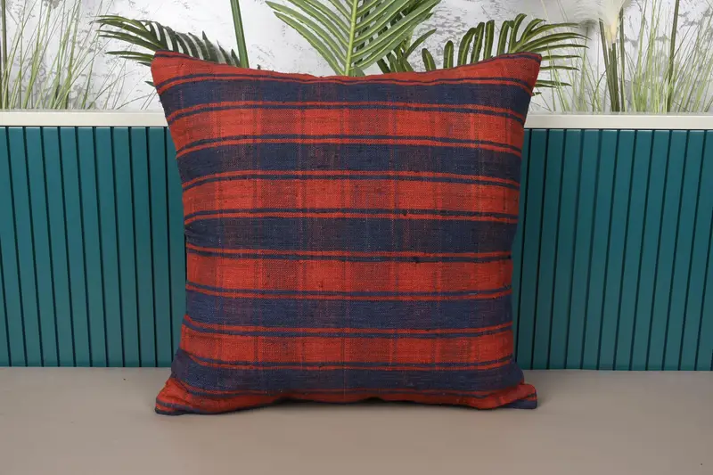 Funda de cojín a rayas turca de 20x20 pulgadas, regalo para él, funda de almohada cuadrada de regalo naranja, regalo de Acción de Gracias - 1
