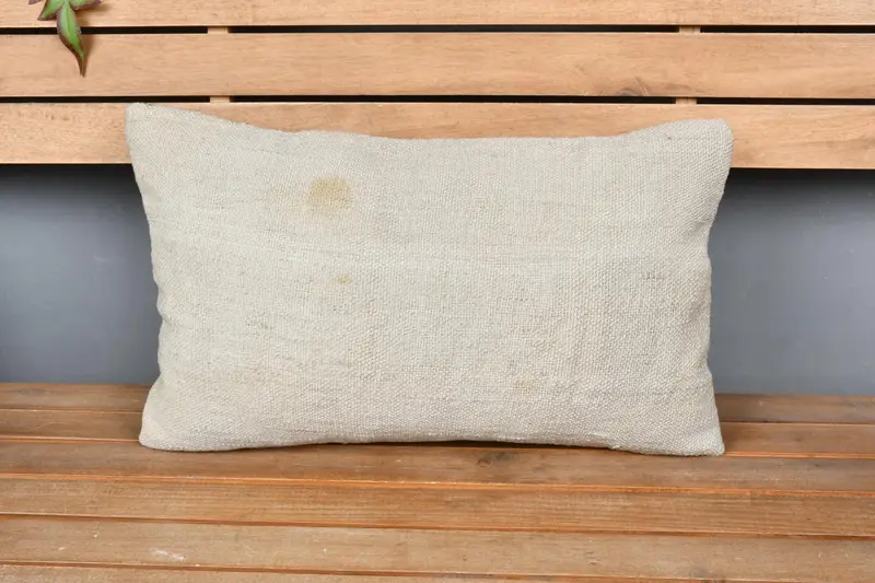 Kilim Pillow, Cushion Case, Natural Pillow Case, 12x20 Beige Pillow, Vintage Pillow, Anatolian Pillow Cover, Pastel Cushion Case, Pillow for Couch - 6