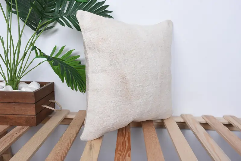 Toss Cushion, Outdoor Pillow Case, Pillow Case, Vintage Pillow, 16x16 Beige Cushion Case, Pastel Pillow Case, Gift Pillow, Handmade Kilim Cushion - 4