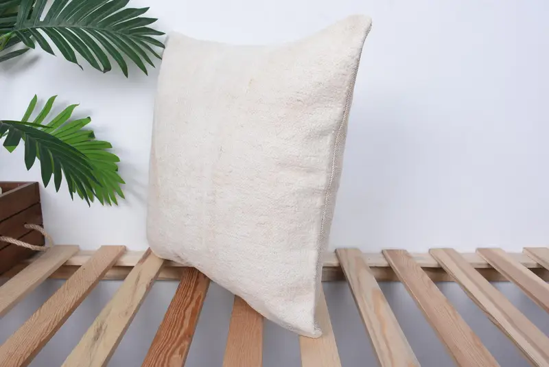 Toss Cushion, Outdoor Pillow Case, Pillow Case, Vintage Pillow, 16x16 Beige Cushion Case, Pastel Pillow Case, Gift Pillow, Handmade Kilim Cushion - 5