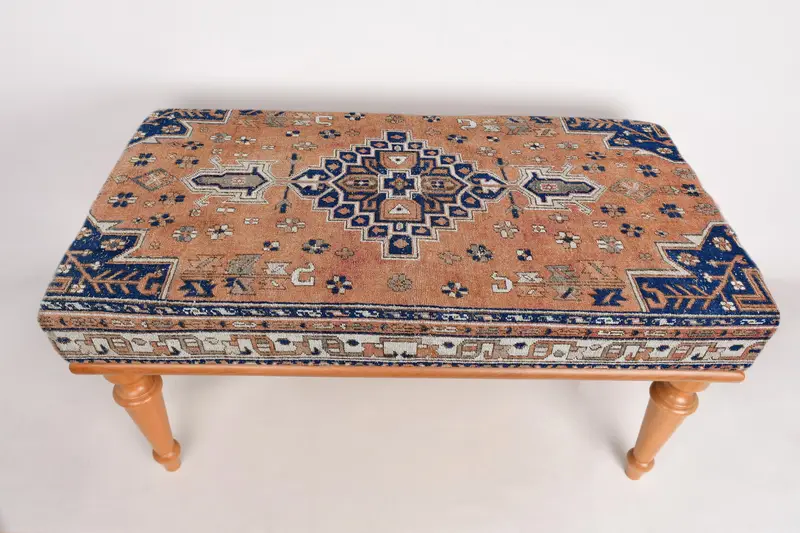 モジュール式オットマンセット、キリム風のウールブレンドオットマン