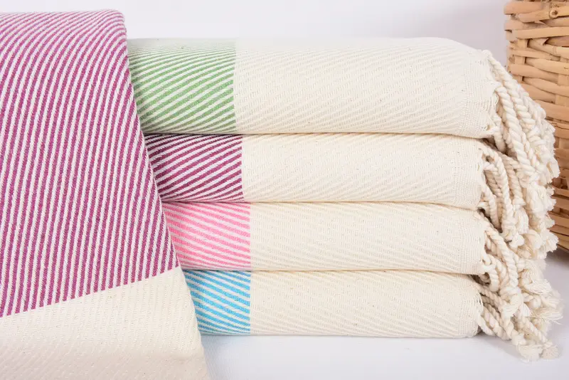 Damson Striped Turkish Towel Beach, Handmade Gift, 70x40 Inches