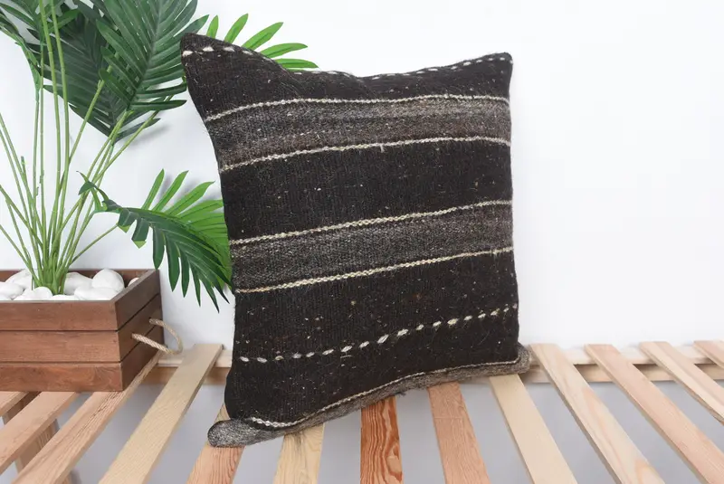 民族のキリムラグ枕、ギフト枕、卸売クッションケース、ボーホ枕のシャムカバー、枕、20x20茶色のクッションケース、アートデコ枕カバー - 4