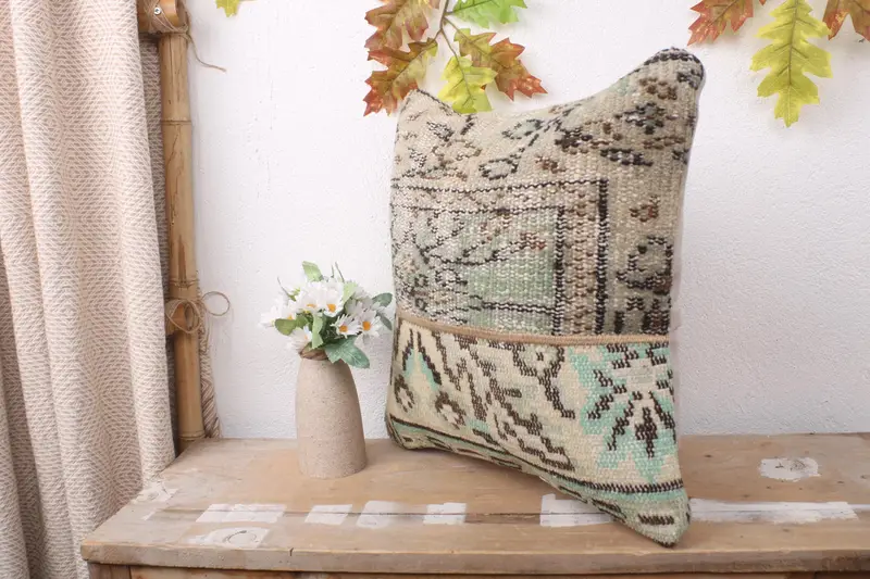 Pillow Sham, Interior Designer Pillow, 16x16 Brown Cushion, Armchair Pillow Case, Ethnic Throw Cushion Cover, Boho Pillow, Boho Pillow Sham Cover - 4