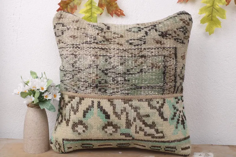 Pillow Sham, Interior Designer Pillow, 16x16 Brown Cushion, Armchair Pillow Case, Ethnic Throw Cushion Cover, Boho Pillow, Boho Pillow Sham Cover - 2