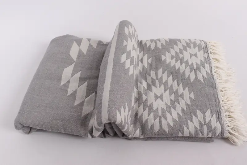 Organic Throw, Personalized Wedding Gift For Couple, Woven Blanket, Woven Throw Blanket, Aesthetic Blanket, Wedding Favors, 84x56 Cotton Kilim Towel - 6