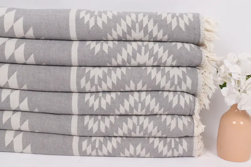 Organic Throw, Personalized Wedding Gift For Couple, Woven Blanket, Woven Throw Blanket, Aesthetic Blanket, Wedding Favors, 84x56 Cotton Kilim Towel - 3