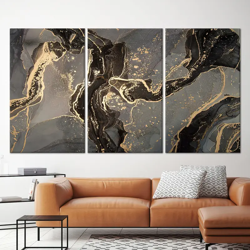 エレガントで豪華な大理石プリントキャンバス: モダンな抽象アート