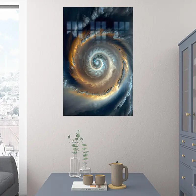 プリントギャラクシーガラス: 現代のオフィスのための星空のエレガンス