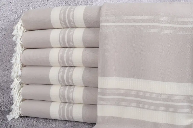 Beach Towel Turkish Bath Towel Striped Beige Peshtemal 38x60 Inches