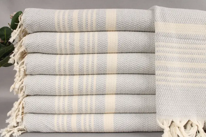 Light Gray Striped Kitchen & Tea Towel, Beige, 18x40 Inches