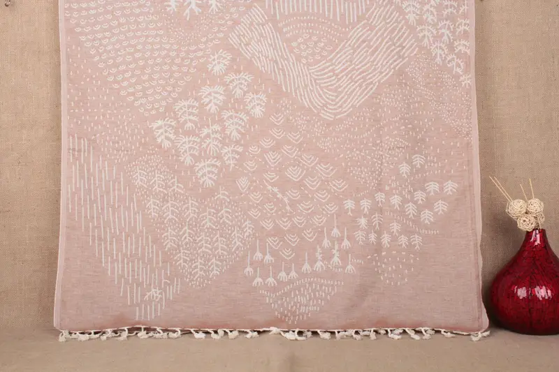 Beach Towel Turkish Cotton Brown Patterned, 40x71 Inches