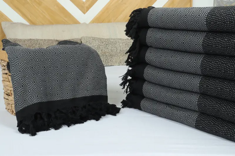 Turkish Towel Beach Blanket, 100x80 Cotton Diamond Towel, Bachelorette Party Favors, Throw Blanket, Housewarming Gift, Valentines Day Gift - 4