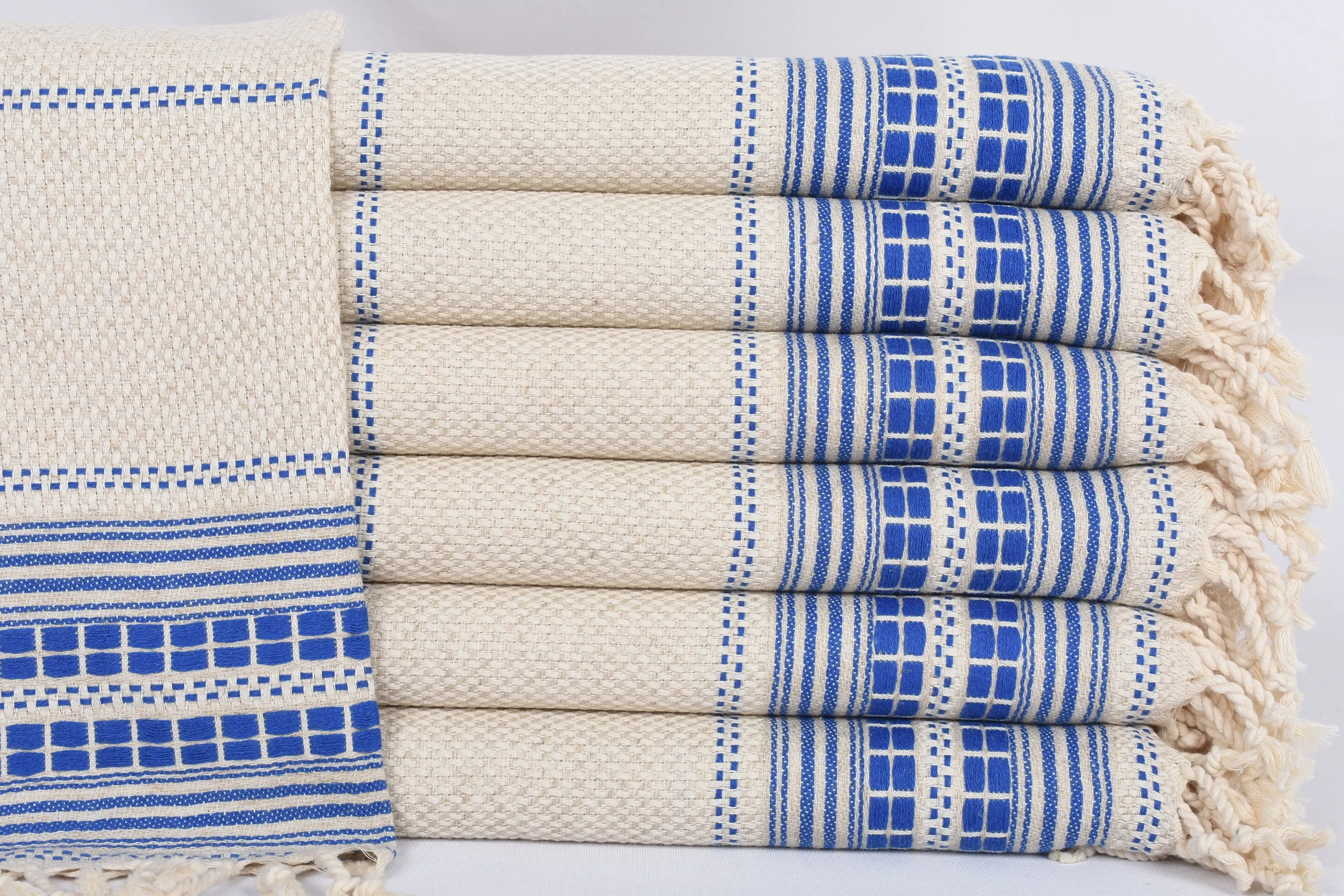 Hand Towel Custom Blue Striped Linen, 40x20 Inches - 1