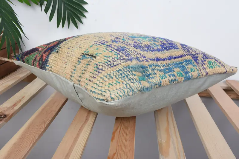 16x16 Blue Cushion Case, Kilim Pillow Cover, Throw Kilim Pillow, Pillow Sham, Lounge Throw Cushion Case, Nautical Throw Cushion, Home Decor Pillow - 6