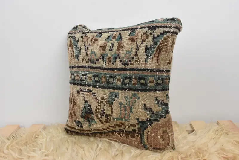 Kilim Pillow, Wholesale Pillow, 14x14 Beige Cushion Case, Yoga Cushion Cover, Interior Designer Pillow, Pillow, Pillow for Couch - 7