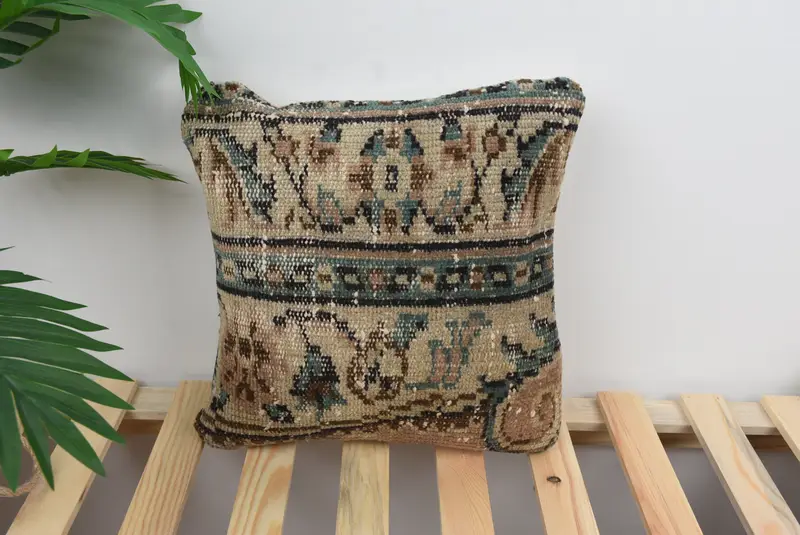 Kilim Pillow, Wholesale Pillow, 14x14 Beige Cushion Case, Yoga Cushion Cover, Interior Designer Pillow, Pillow, Pillow for Couch - 1