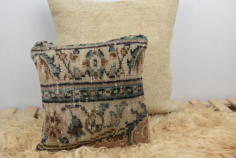 Kilim Pillow, Wholesale Pillow, 14x14 Beige Cushion Case, Yoga Cushion Cover, Interior Designer Pillow, Pillow, Pillow for Couch - 6