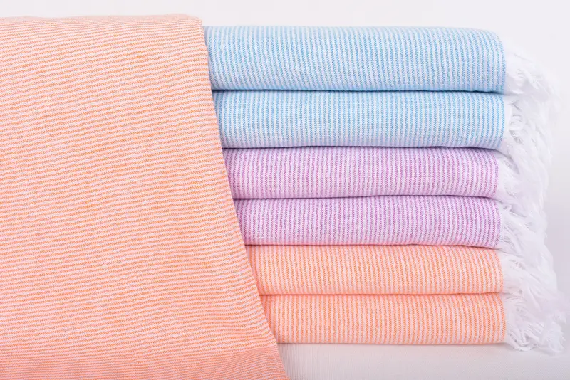 Bridesmaid Gift Organic Cotton Petrol Green Striped Towel, 70x40 Inches