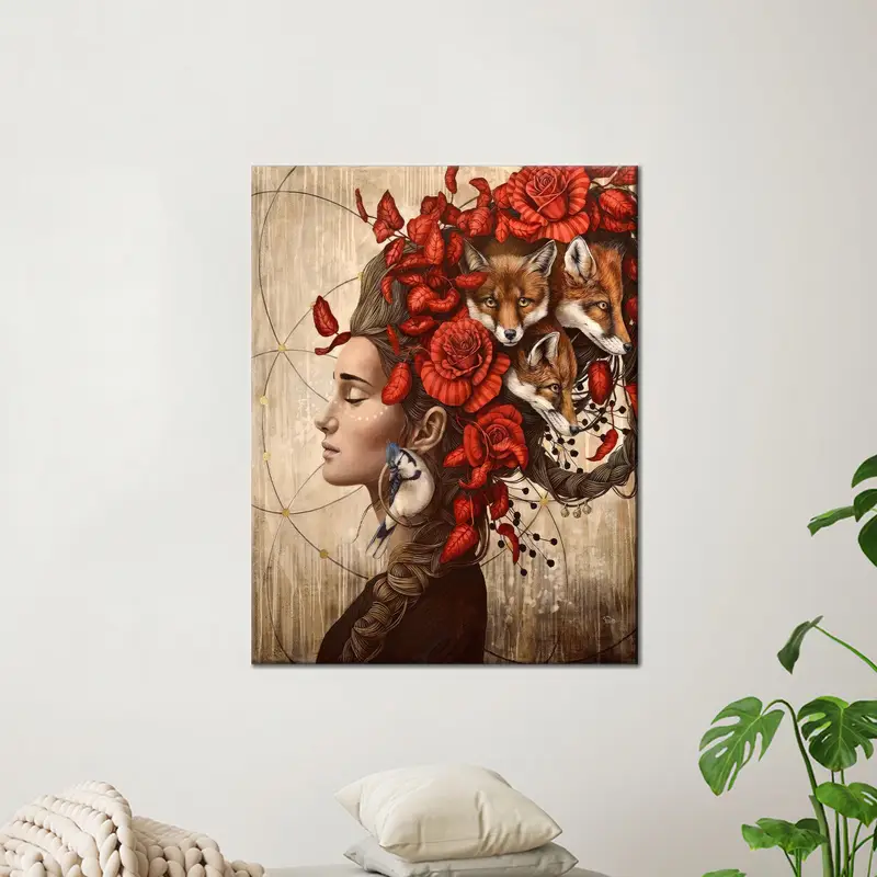 エレガントな抽象的な女性キャンバスプリント: 芸術的な家の装飾